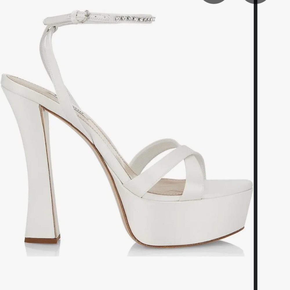 Miu miu satin Crystal ankle strap platform